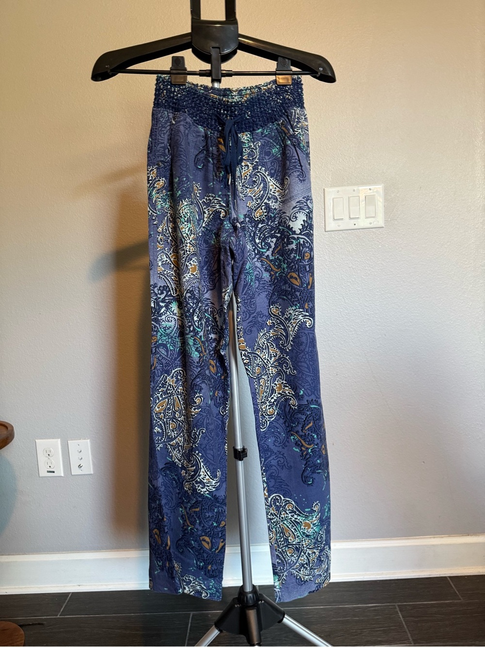 Paisley Printed Linen-blend Wide Leg Pants